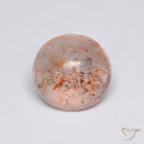 Piedrasol Naranja durazno natural de 2.13 ct, Redondo, Transparente