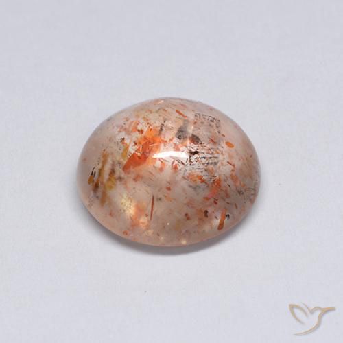 Piedrasol Naranja durazno natural de 2.13 ct, Redondo, Transparente