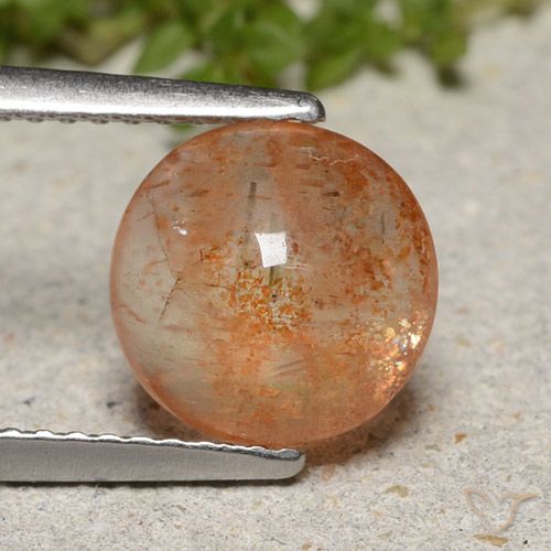 2.00ct Natural Naranja medio Piedrasol, Redondo, Translúcido
