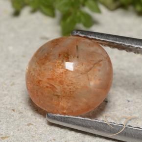 Piedrasol Naranja medio natural de 2.00 ct, Redondo, Translúcido