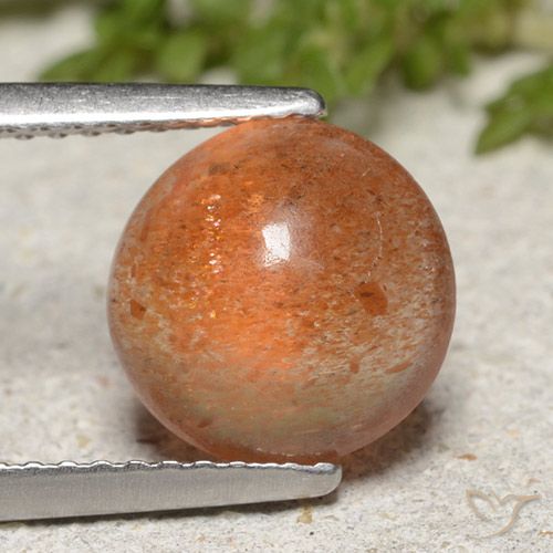2.00ct Natural Naranja medio Piedrasol, Redondo, Translúcido