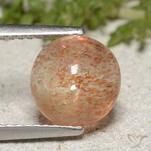 1.95ct Natural Naranja cálido Piedrasol, Redondo, Translúcido
