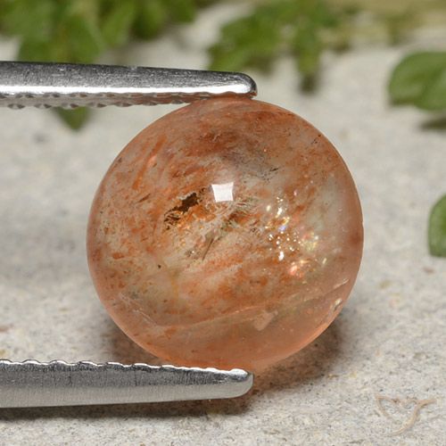 2.12ct Natural Naranja medio Piedrasol, Redondo, Translúcido