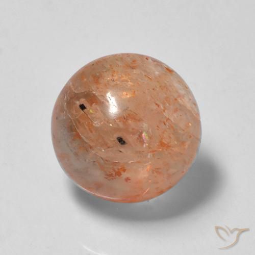 2.35ct Natural Naranja rojizo Piedrasol, Redondo, Translúcido