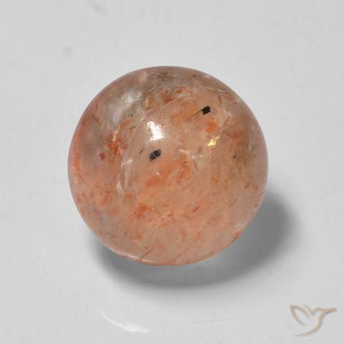 Piedrasol Naranja rojizo natural de 2.35 ct, Redondo, Translúcido