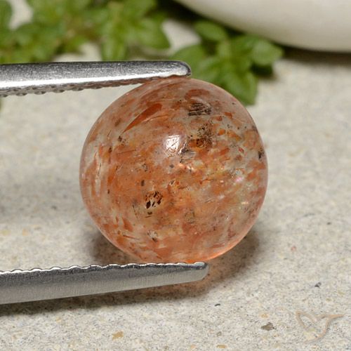 2.04ct Natural Naranja rojizo Piedrasol, Redondo, Translúcido