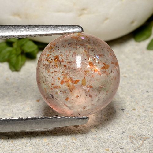 2.30ct Natural Naranja claro Piedrasol, Redondo, Translúcido