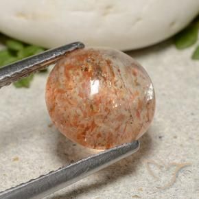 Piedrasol Naranja medio natural de 1.91 ct, Redondo, Translúcido