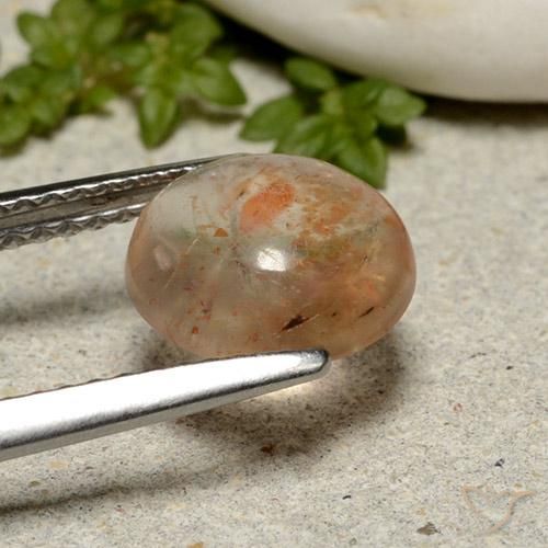 Piedrasol Naranja durazno claro natural de 1.90 ct, Redondo, Translúcido