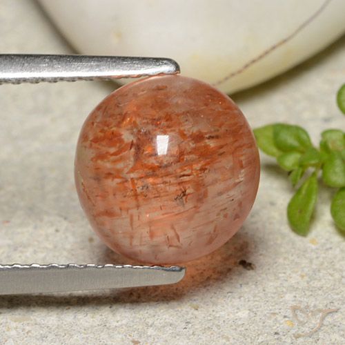 2.72ct Natural Naranja rojizo Piedrasol, Redondo, Translúcido