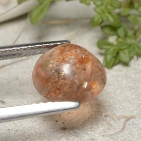 Piedrasol Naranja tigre claro natural de 1.91 ct, Redondo, Translúcido