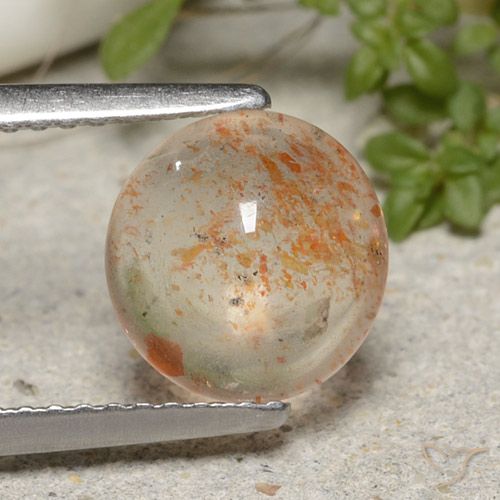 1.75ct Natural Naranja tigre claro Piedrasol, Redondo, Translúcido
