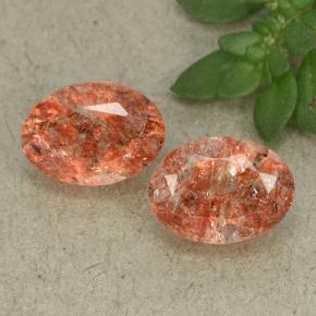 Gemas de piedra sol naranja natural de 1,73 ct, corte óvalo, translúcido