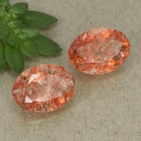 Gemas de piedra sol naranja natural de 1,73 ct, corte óvalo, translúcido