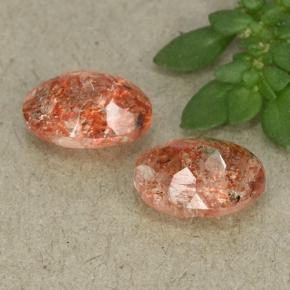 Gemas de piedra sol naranja natural de 1,73 ct, corte óvalo, translúcido