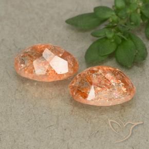 Gemas de Piedrasol Naranja claro medio natural de 1.72 ct, Ovalada, Translúcido