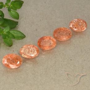 Gemas de Piedrasol Naranja rojizo natural de 3.92 ct, Ovalada, Translúcido