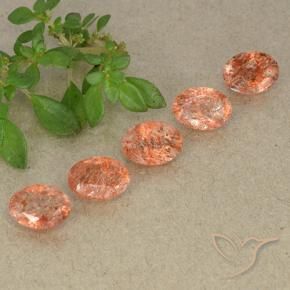 Gemas de Piedrasol Naranja rojizo natural de 3.59 ct, Ovalada, Translúcido
