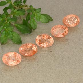 Gemas de Piedrasol Naranja jengibre natural de 4.57 ct, Corte Óvalo, Translúcido