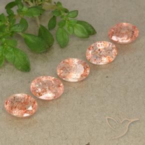 Gemas de Piedrasol Naranja tigre claro natural de 3.50 ct, Ovalada, Translúcido