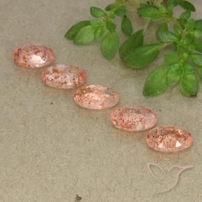 Gemas de Piedrasol Naranja tigre claro natural de 3.50 ct, Ovalada, Translúcido