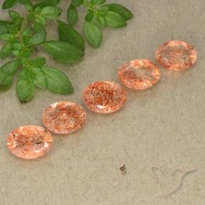 Gemas de Piedrasol Naranja claro medio natural de 3.24 ct, Ovalada, Translúcido