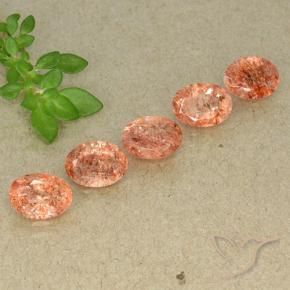 Gemas de Piedrasol Naranja claro medio natural de 3.73 ct, Ovalada, Translúcido