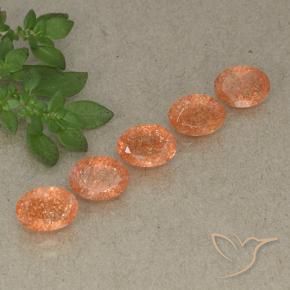 Gemas de Piedrasol Naranja medio natural de 4.20 ct, Ovalada, Translúcido