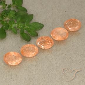 Gemas de Piedrasol Naranja claro medio natural de 3.75 ct, Ovalada, Translúcido