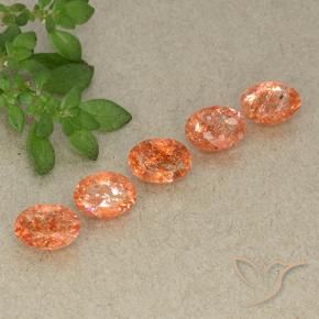 Gemas de Piedrasol Naranja medio natural de 3.17 ct, Ovalada, Translúcido