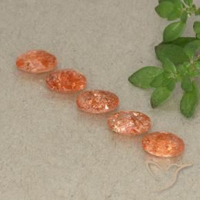 Gemas de Piedrasol Naranja medio natural de 3.17 ct, Ovalada, Translúcido