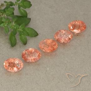 Gemas de Piedrasol Naranja medio natural de 4.00 ct, Ovalada, Translúcido