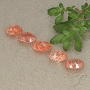 Gemas de Piedrasol Naranja medio natural de 4.00 ct, Ovalada, Translúcido