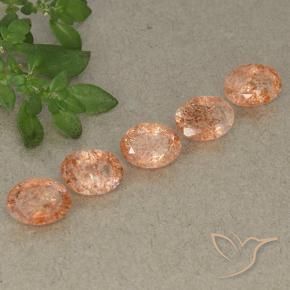 Gemas de Piedrasol Naranja rojizo natural de 3.40 ct, Ovalada, Translúcido