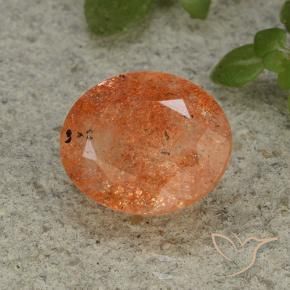 Piedrasol Naranja medio natural de 4.42 ct, Ovalada, Translúcido