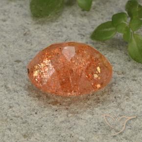 Piedrasol Naranja medio natural de 4.42 ct, Ovalada, Translúcido