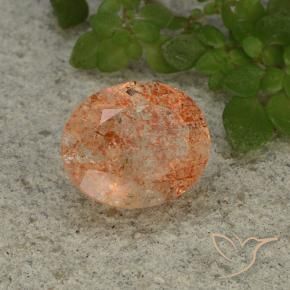 Piedrasol Naranja rojizo natural de 4.28 ct, Ovalada, Translúcido