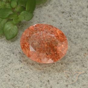 Piedrasol Naranja medio natural de 3.62 ct, Ovalada, Translúcido