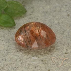 Piedrasol Naranja medio natural de 4.33 ct, Ovalada, Translúcido