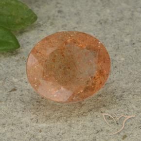 Piedrasol Naranja cálido natural de 5.32 ct, Ovalada, Translúcido