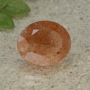 Piedrasol Naranja rojizo natural de 4.34 ct, Ovalada, Translúcido
