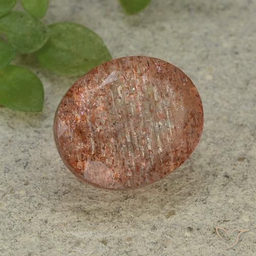 Piedrasol Naranja medio natural de 5.46 ct, Ovalada, Translúcido