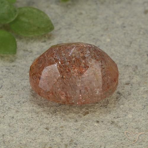 Piedrasol Naranja medio natural de 5.46 ct, Ovalada, Translúcido
