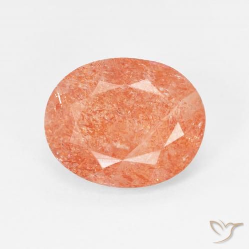 3.87ct Natural Naranja medio Piedrasol, Ovalada, Translúcido