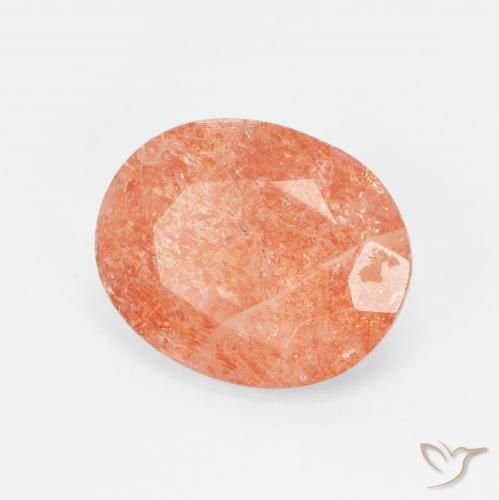 Piedrasol Naranja medio natural de 3.87 ct, Ovalada, Translúcido