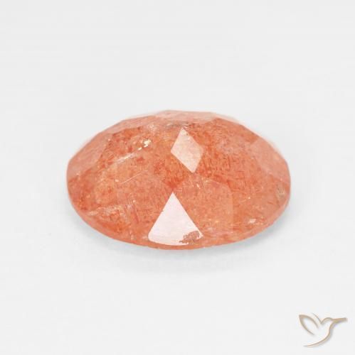 Piedrasol Naranja medio natural de 3.87 ct, Ovalada, Translúcido