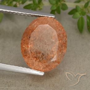 Piedrasol Naranja medio natural de 4.72 ct, Ovalada, Translúcido