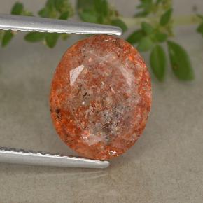 Piedra sol naranja natural de 4,31 ct, corte óvalo, translúcido
