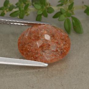 Piedra sol naranja natural de 4,31 ct, corte óvalo, translúcido