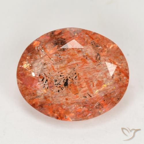 3.69ct Natural Naranja medio Piedrasol, Ovalada, Translúcido